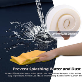 Sqodok Papasan blue cover tag indicates machine washable for easy care