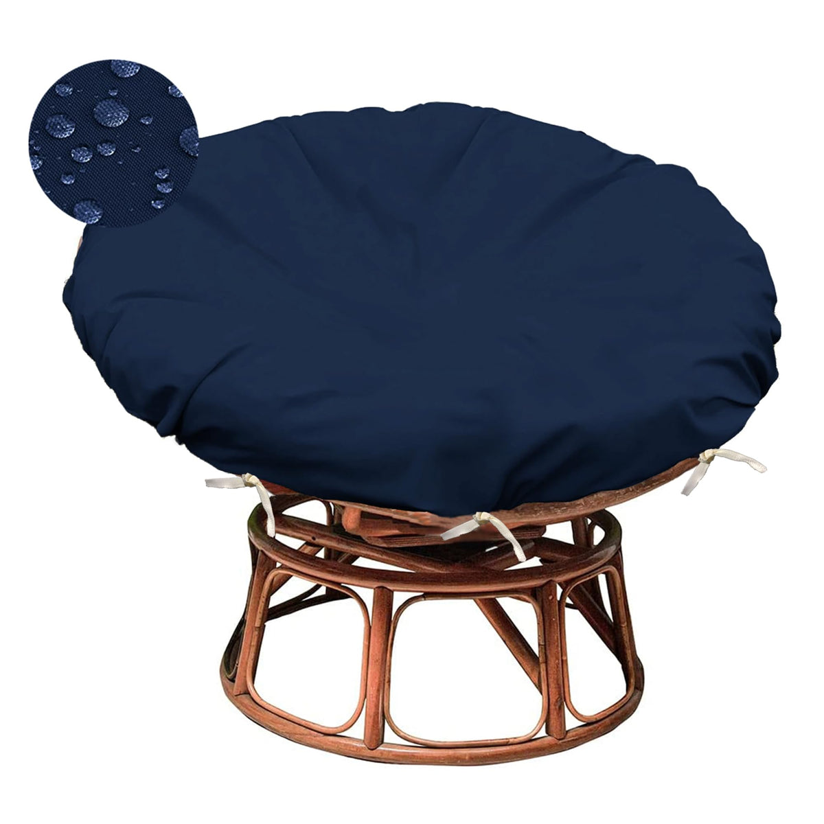 Sqodok Papasan blue cover zipper closeup showing easy on-off and cleaning