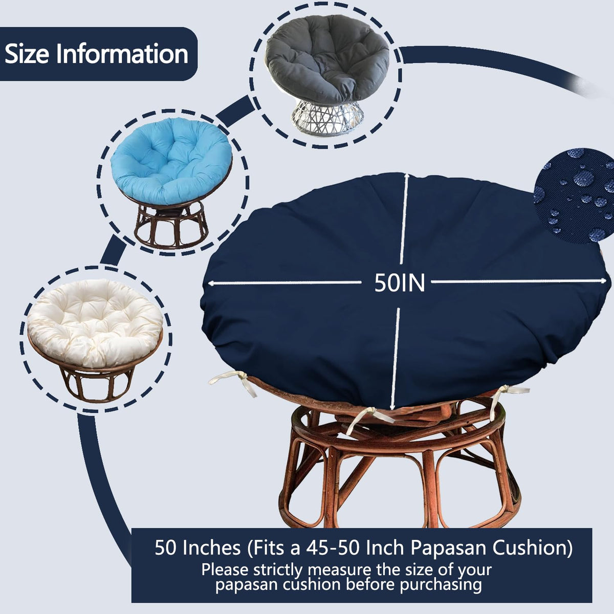 Sqodok Papasan Cushion Cover close-up fabric shows wear-resistant material.