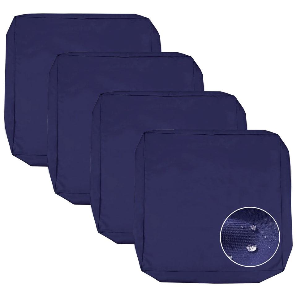 Sqodok blue patio cushion cover on a chair protects cushions from wear
