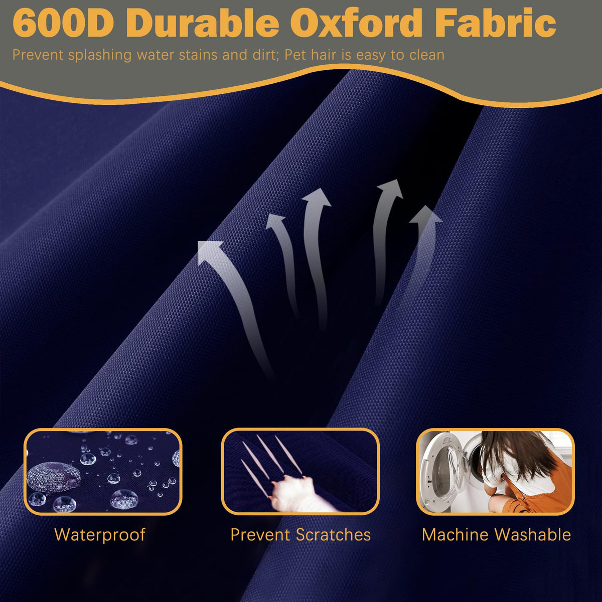 Sqodok waterproof cushion cover close-up fabric texture and durability.
