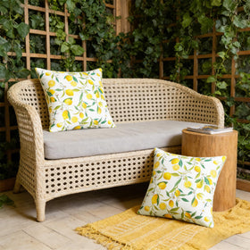 SquarePie balcony lounge pillow cover adds vibrant accent to outdoor space.