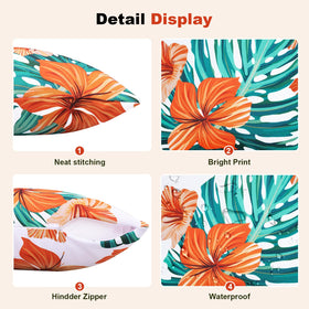 SquarePie outdoor pillow cover in orange flowers brightening garden and balcony seating.