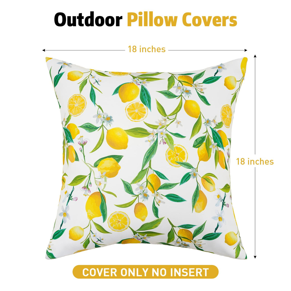 SquarePie spring/summer decor pillow cover in sunny lemon tone.