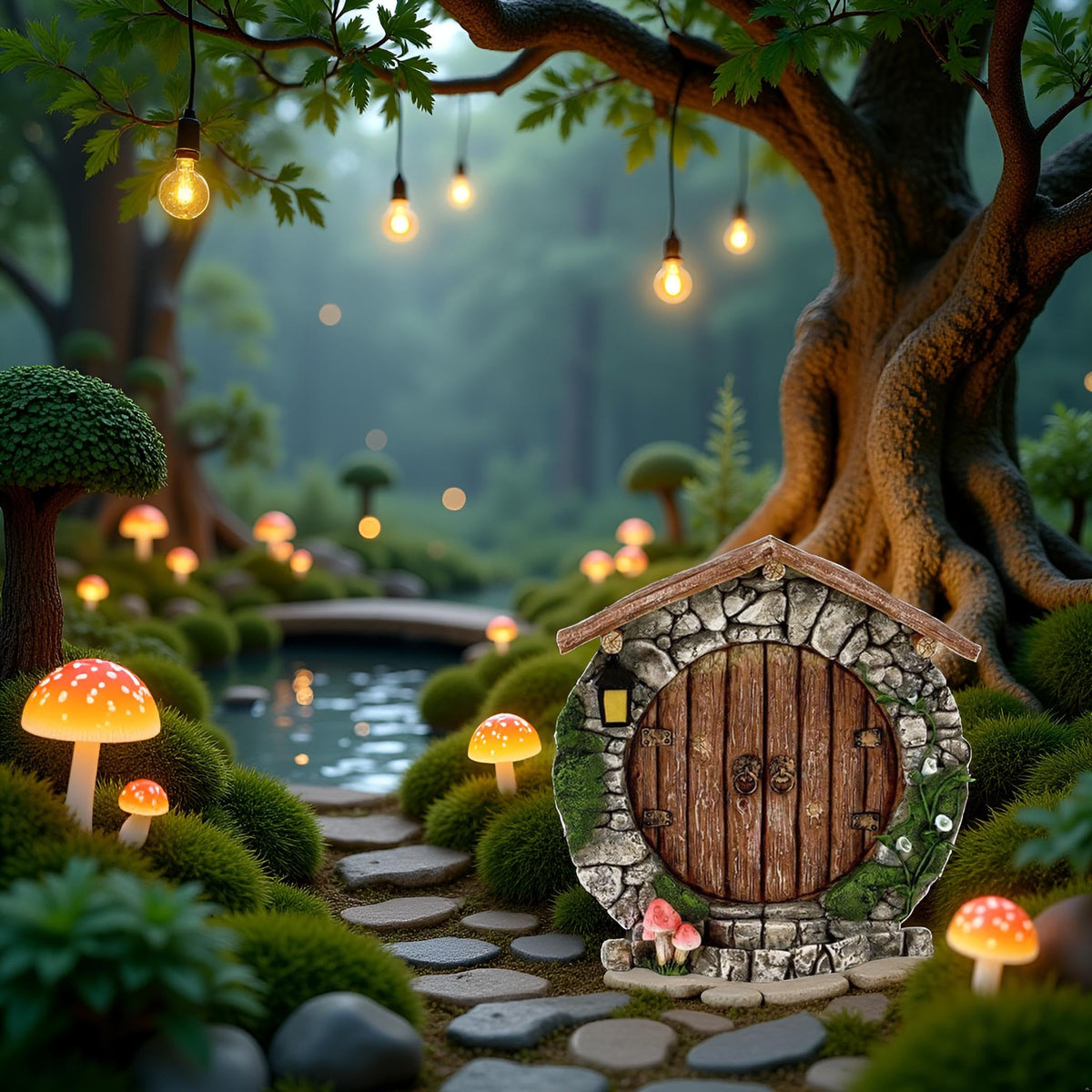 SquarezhenBo brown fairy doors wall-hung, enhancing garden walls with charming storytelling elements.
