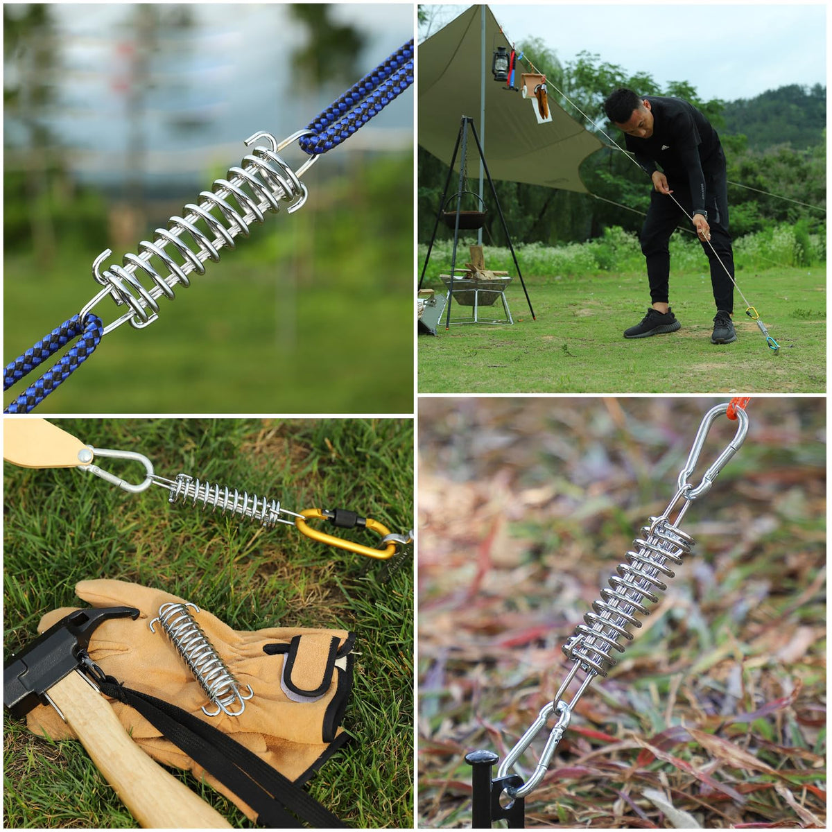 SquEqu pack of 4 tent buckles with hook for quick tie-downs.