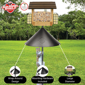 Squirrel Shield weather-durable materials highlight steel construction and finish.