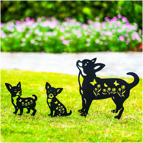 SRDJXY Chihuahua garden stake side profile enhances outdoor yard art