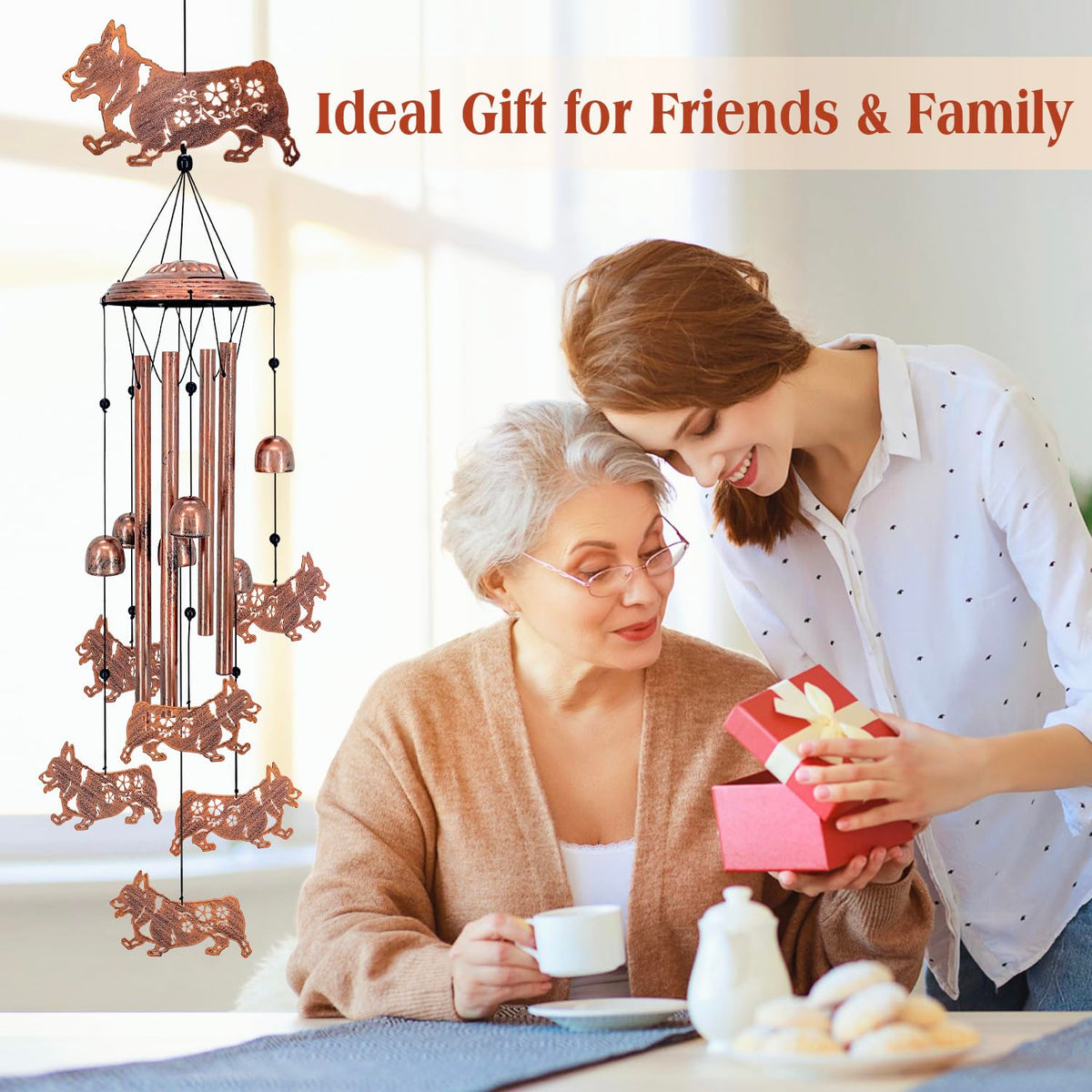 SRDJXY Corgi wind chime bells and tubes create soothing, harmonious melodies.