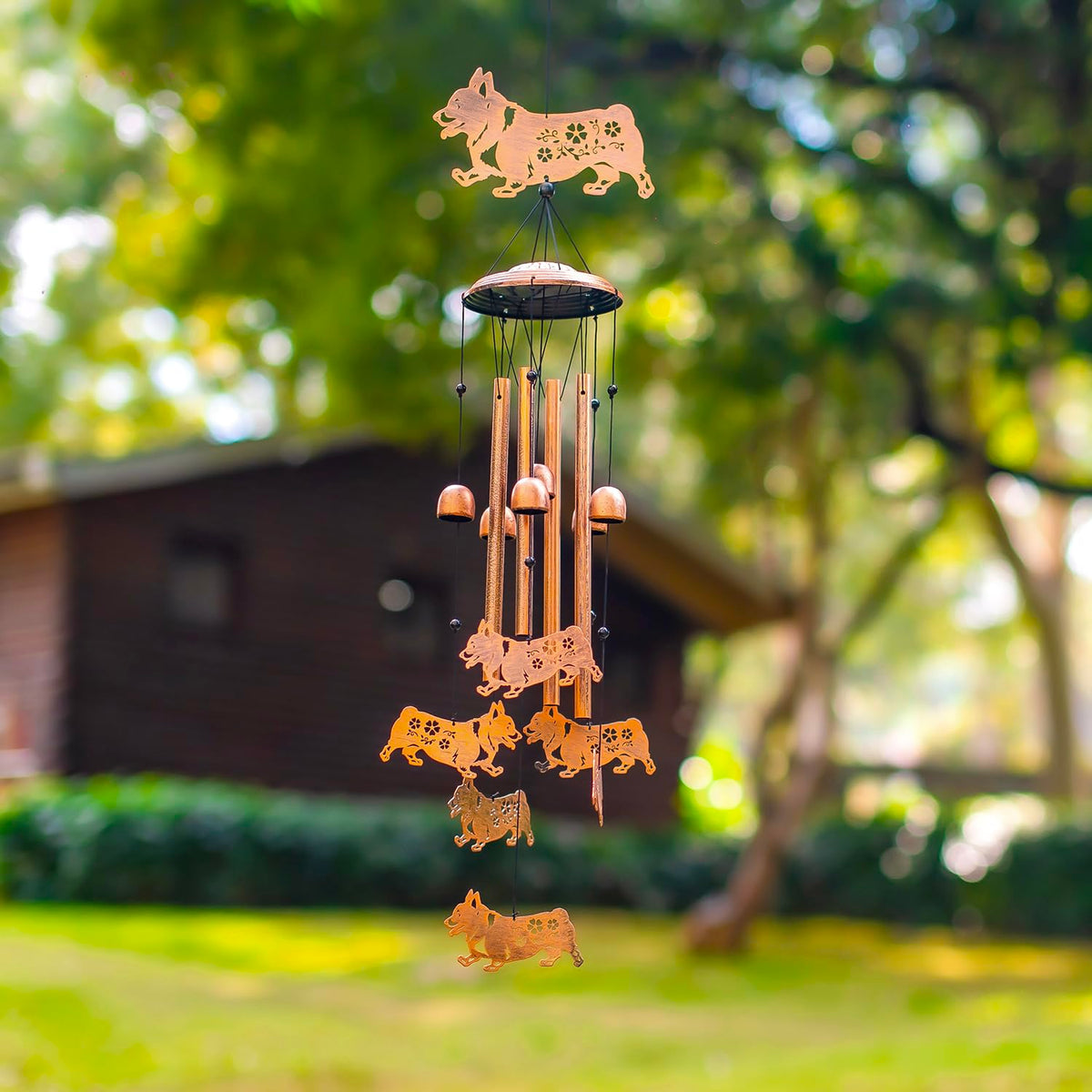 SRDJXY Corgi wind chime memorial evokes remembrance with gentle wind chimes.