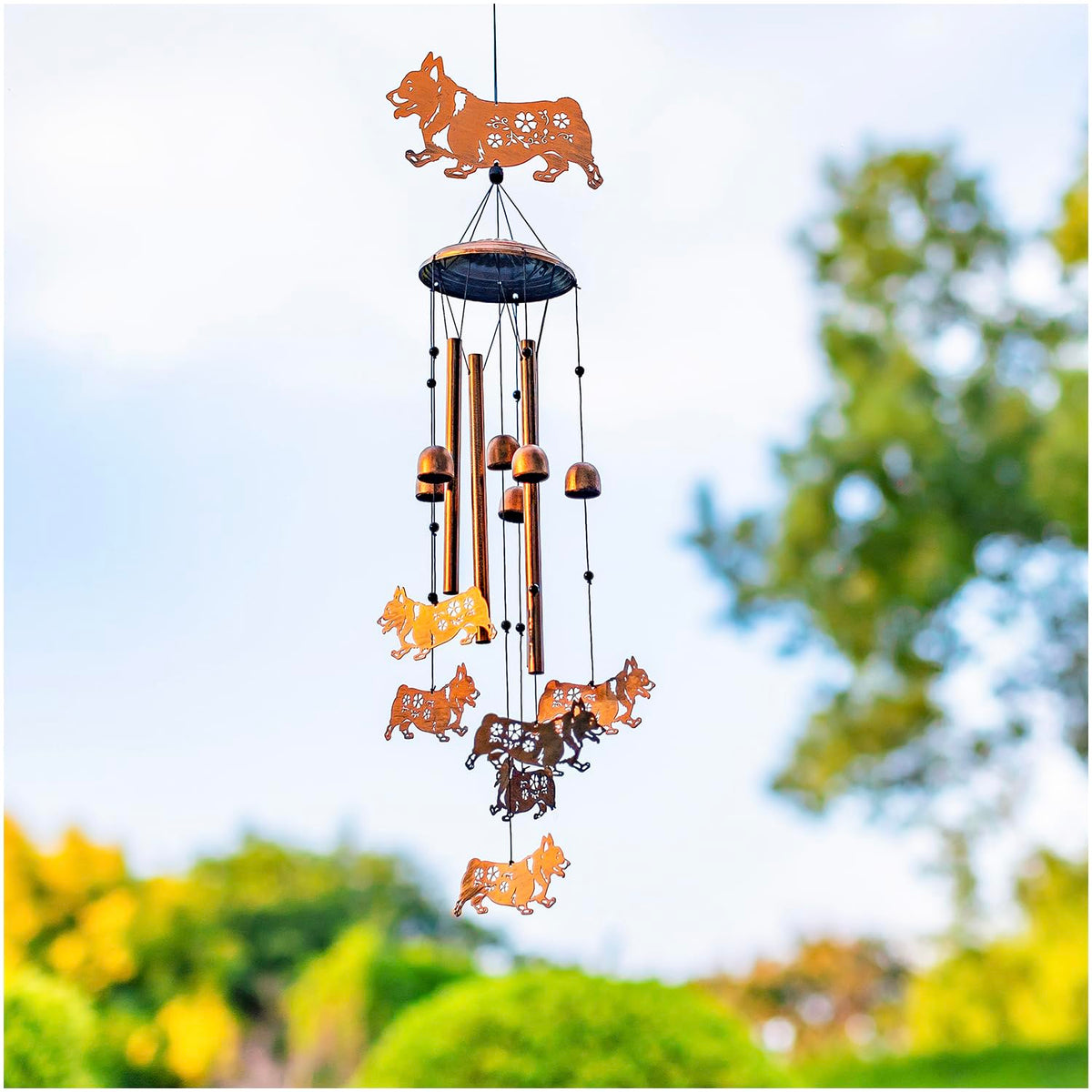 SRDJXY Corgi wind chime nylon cords resist weather for lasting outdoor use.