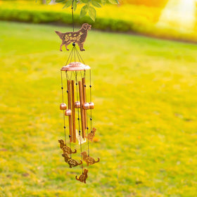 SRDJXY Golden Retriever Wind Chime withstands rain and sun, maintaining color and sound.