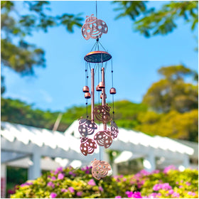 SRDJXY Ladybug wind chimes measure 34 inches for noticeable presence.