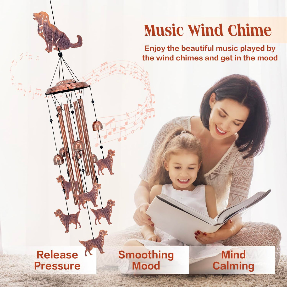 SRDJXY Metal wind chime dog decoration for outdoor porch ambience