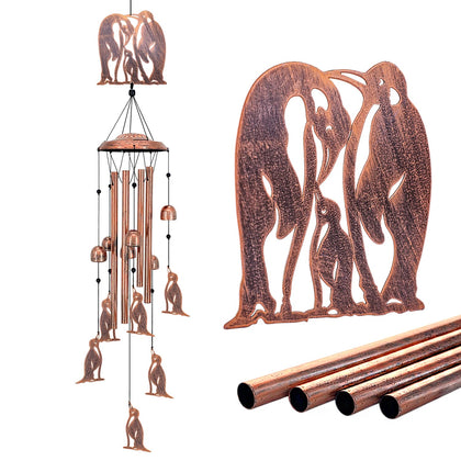 SRDJXY Penguin Wind Chimes outdoors—top view, inviting garden ambiance