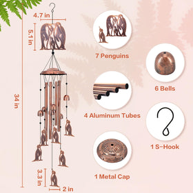 SRDJXY Penguin Wind Chimes top cover—weather-ready outdoor decor