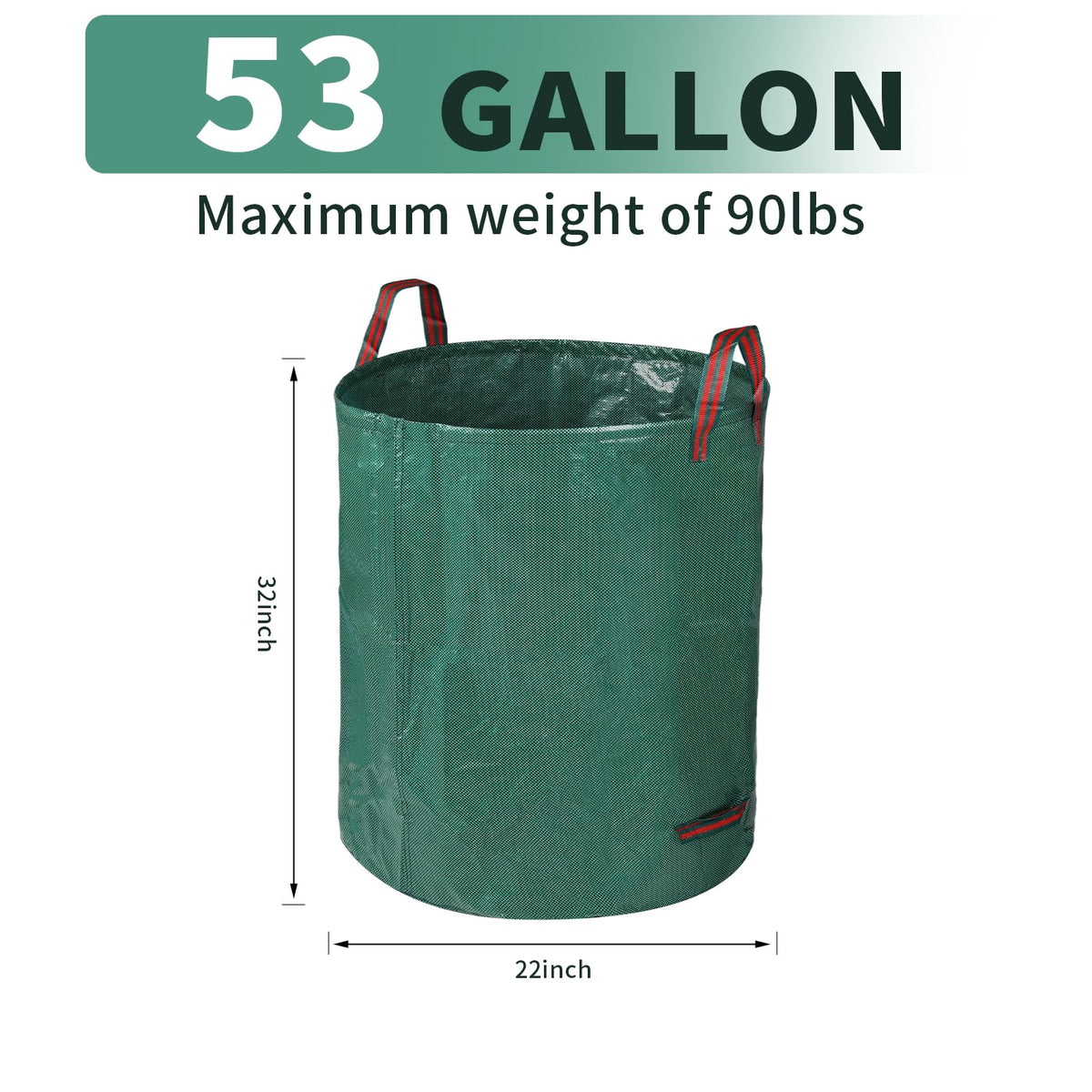 Srkmxzr 53-gallon capacity bags withstand heavy yard debris during cleanup.