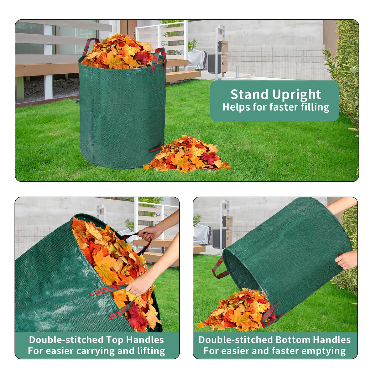 Srkmxzr large capacity bags simplify yard tasks and outdoor storage.