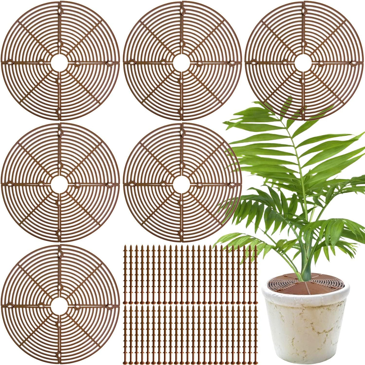 Srmayyi 11.8-inch plant pot grid on a pot, breathable soil ready.