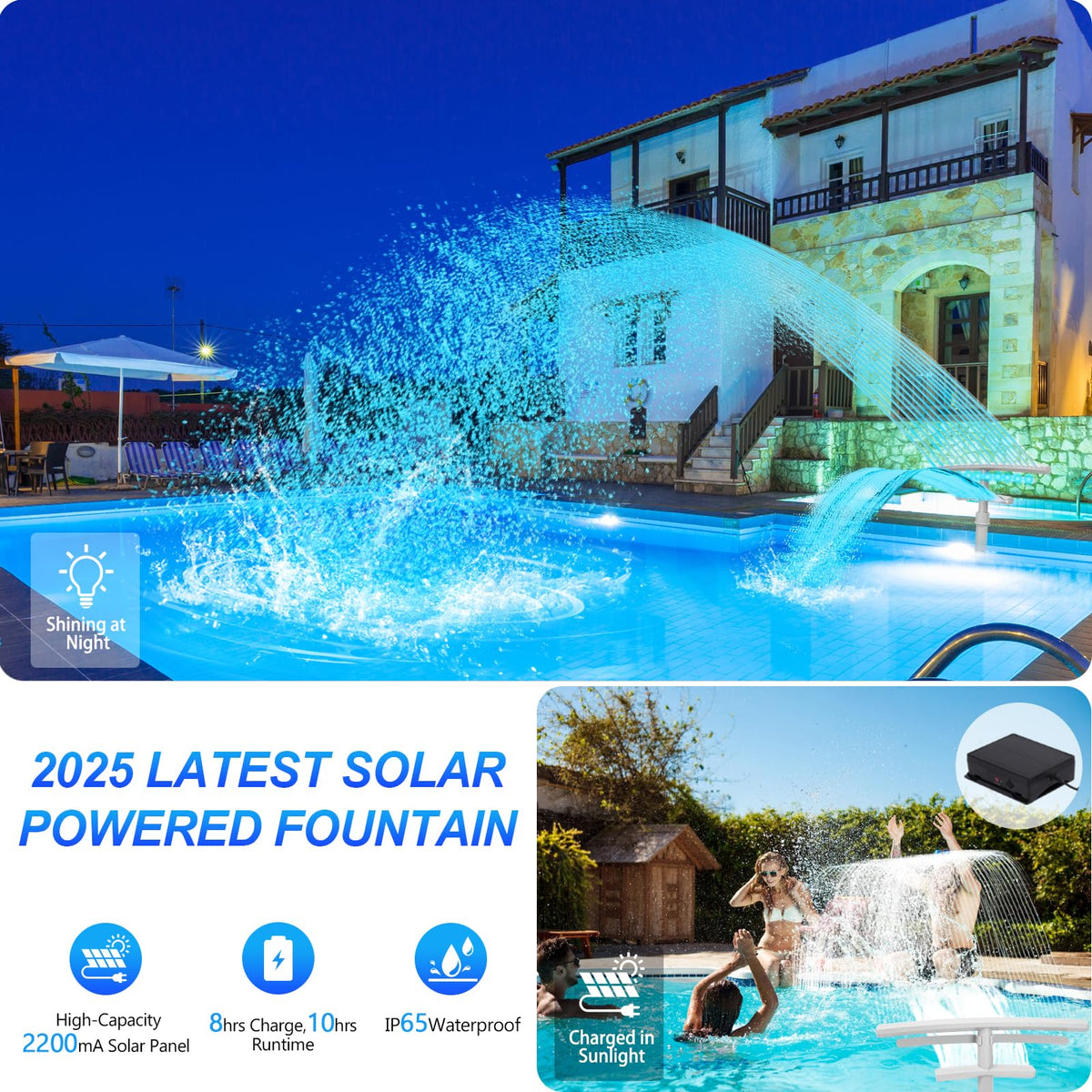 SRQYZM pool fountain remote control enables easy mode switching from poolside.