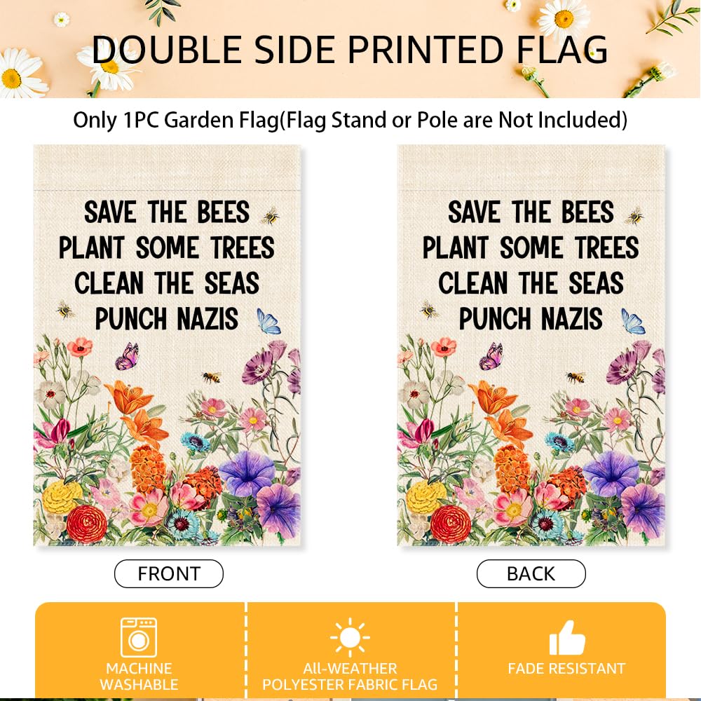 SRWNFOS Save The Bees garden flag on flagpole boosts curb appeal