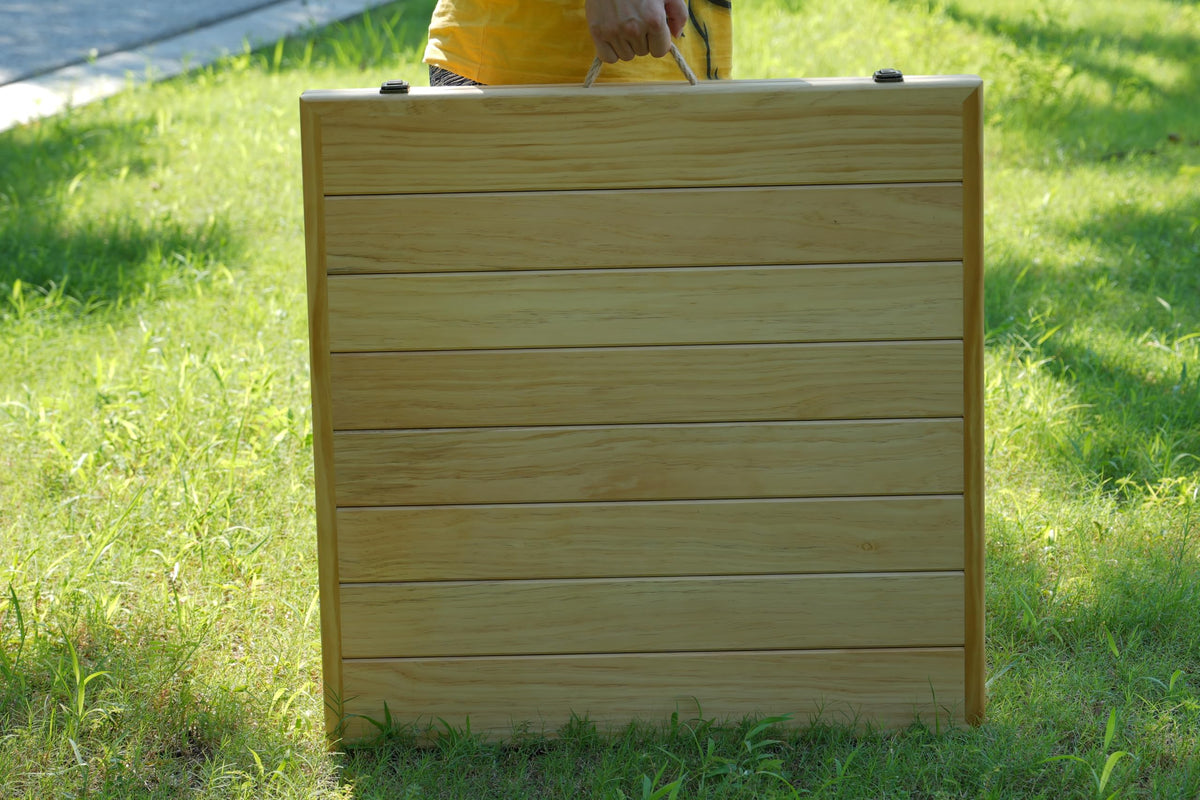SRYBLT boho low picnic table natural wood grain enhances rustic outdoor setups