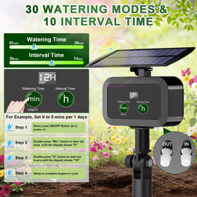 Srygery 2200mAh battery powers long irrigation cycles with solar charging
