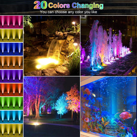 Srygery remote-controlled lights offer 20 colors and dynamic modes for customizable water scenes.