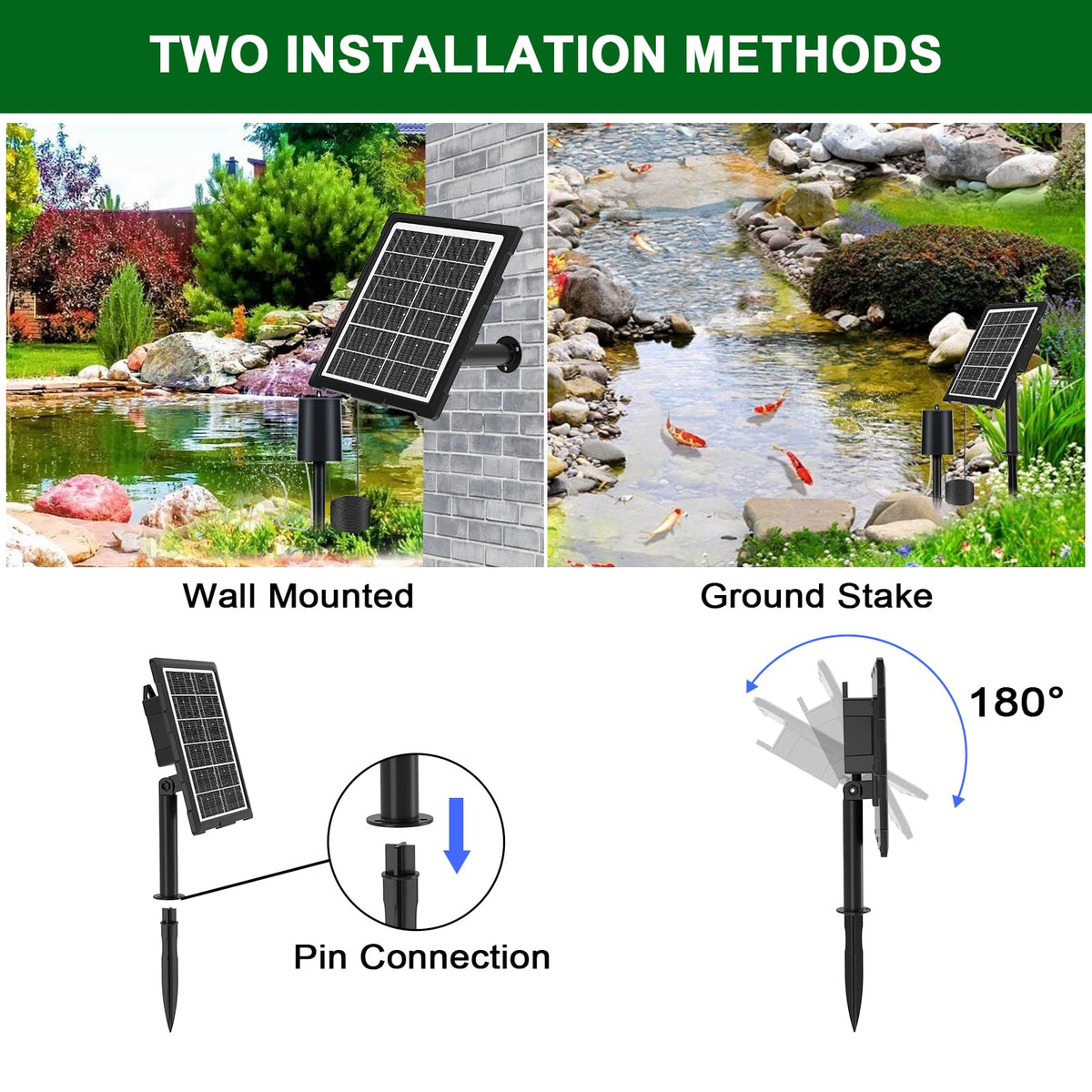 Srygery solar pond aerator package includes pump, stones, regulator and connectors.