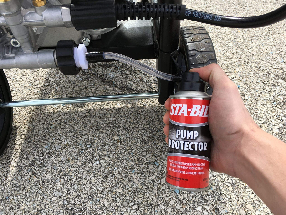 STA-BIL Pump Protector stored properly guards against freeze damage on pumps.