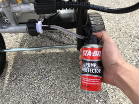 STA-BIL Pump Protector stored properly guards against freeze damage on pumps.
