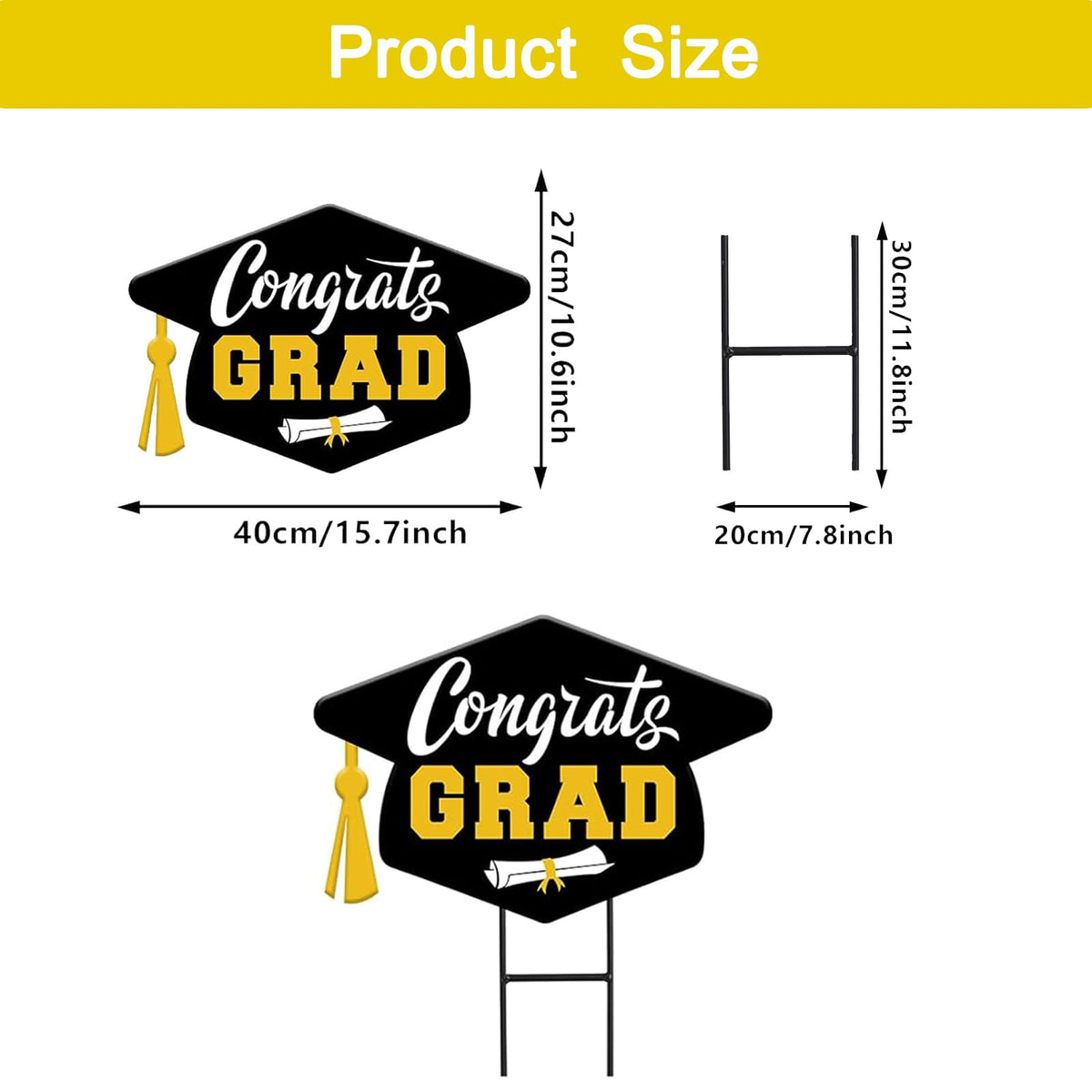 STAFANIE metal yard stake set provides stable outdoor display on windy days.