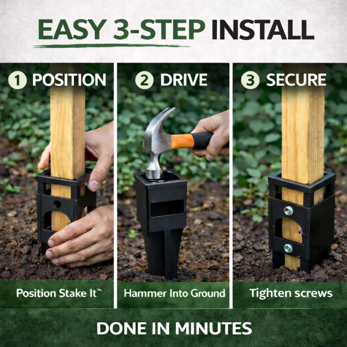 Stake It trellis-garden-use image demonstrates elevated wood above soil.