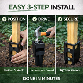 Stake It trellis-garden-use image demonstrates elevated wood above soil.