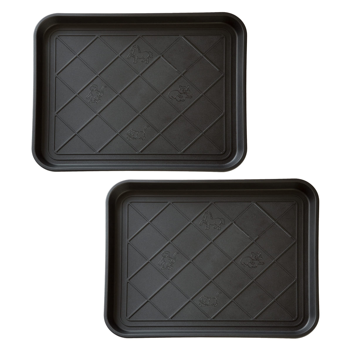 Stalwart all-weather boot tray 2-pack at entryway protects floors from water and dirt