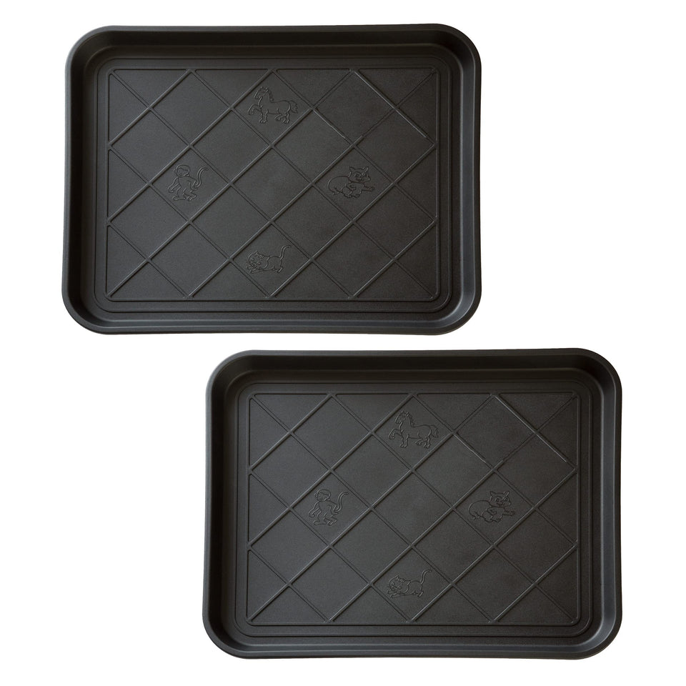 Stalwart all-weather boot tray 2-pack at entryway protects floors from water and dirt