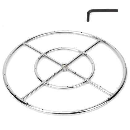 Stanbroil 24-inch round fire pit burner ring in outdoor setting for ambiance