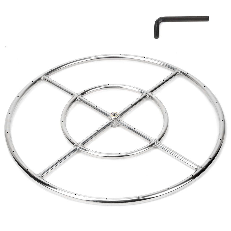 Stanbroil 24-inch round fire pit burner ring in outdoor setting for ambiance