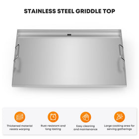 Stanbroil 28-inch flat top griddle durable stainless steel construction prevents warping.
