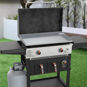 Stanbroil stainless surface easy to clean after sausages, eggs, or vegetables.