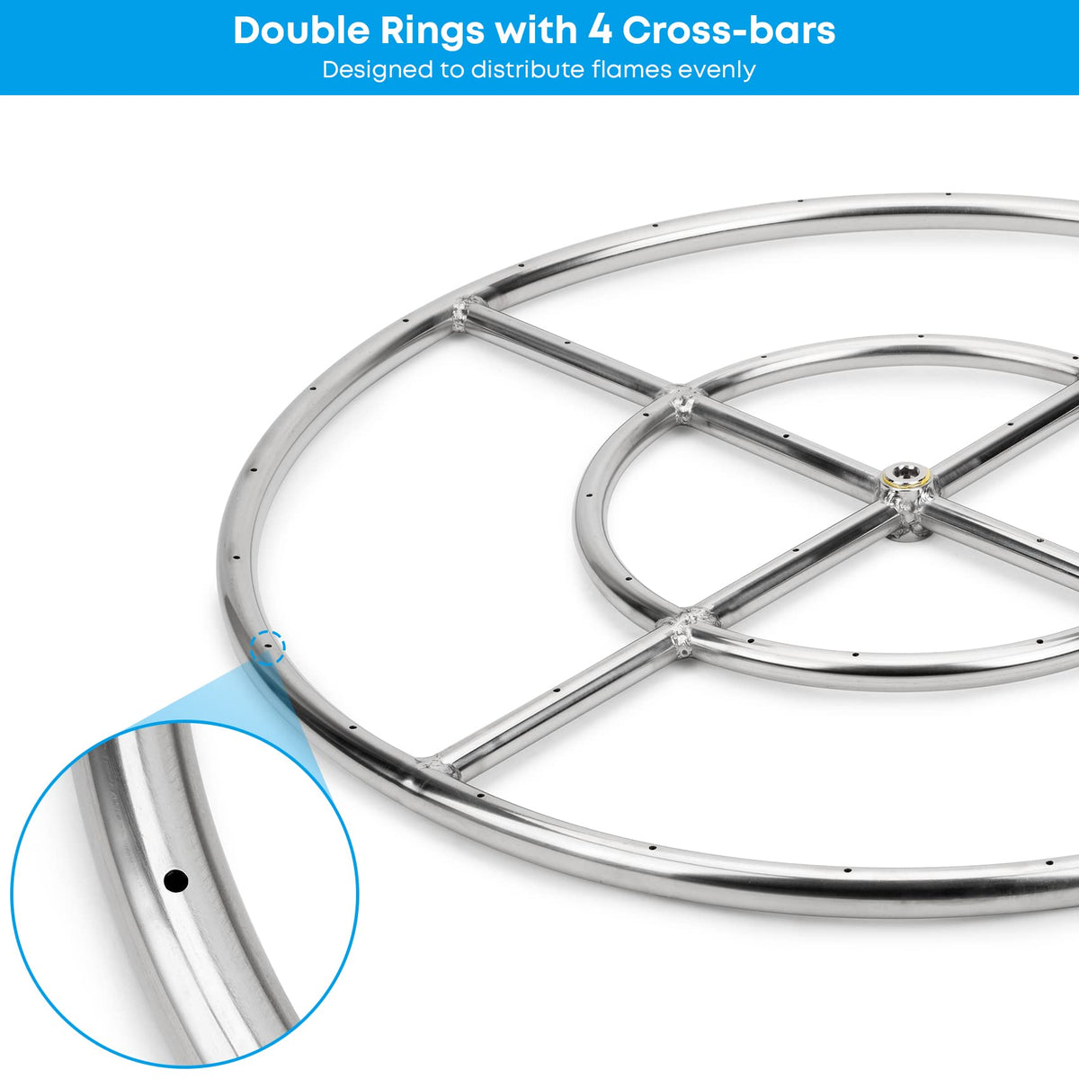 Stanbroil 304 stainless steel burner ring close-up showing durability