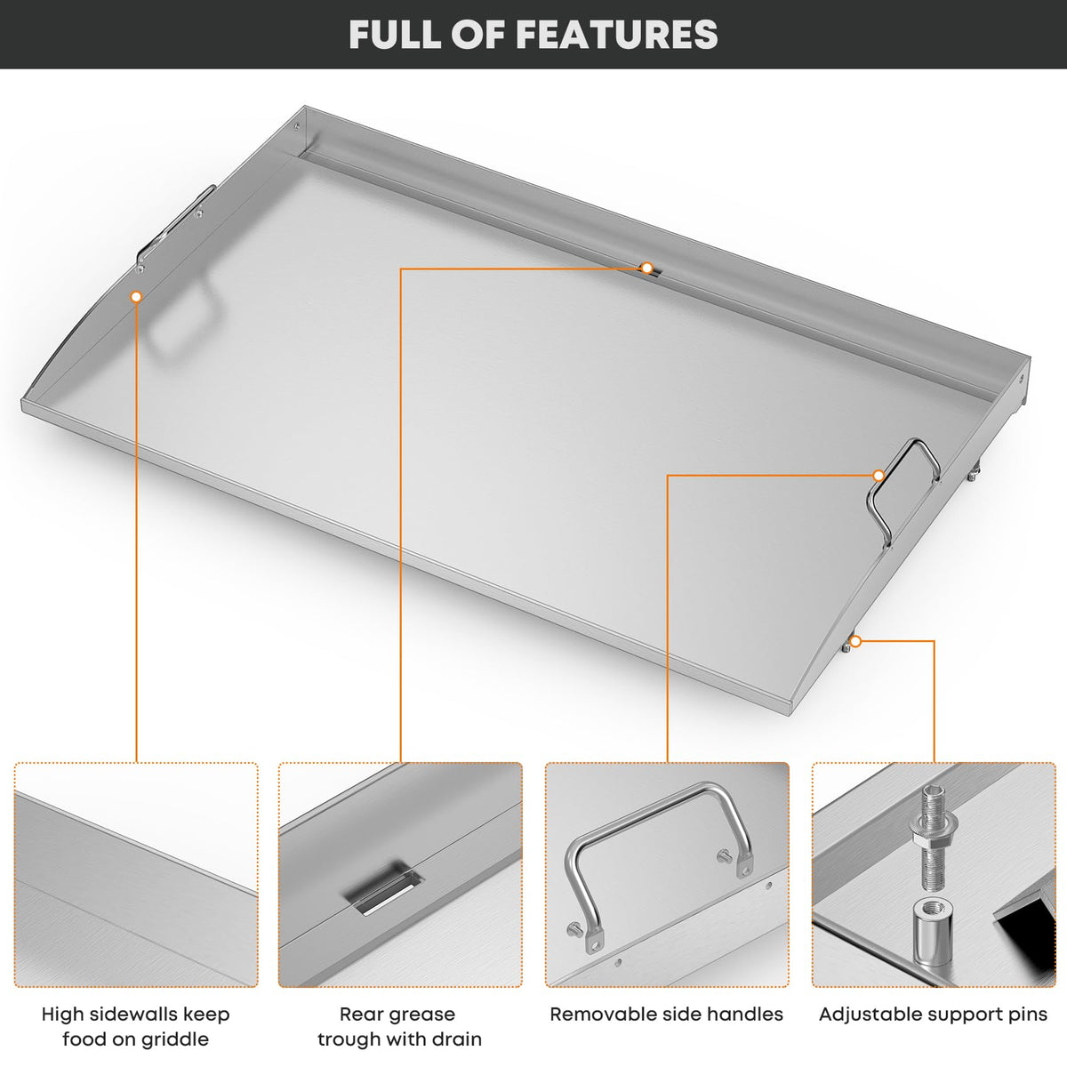 Stanbroil 36-inch griddle with 742 sq in cooking area for family meals