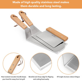 Stanbroil scraper chopper cleaning edges and residue from a hot griddle
