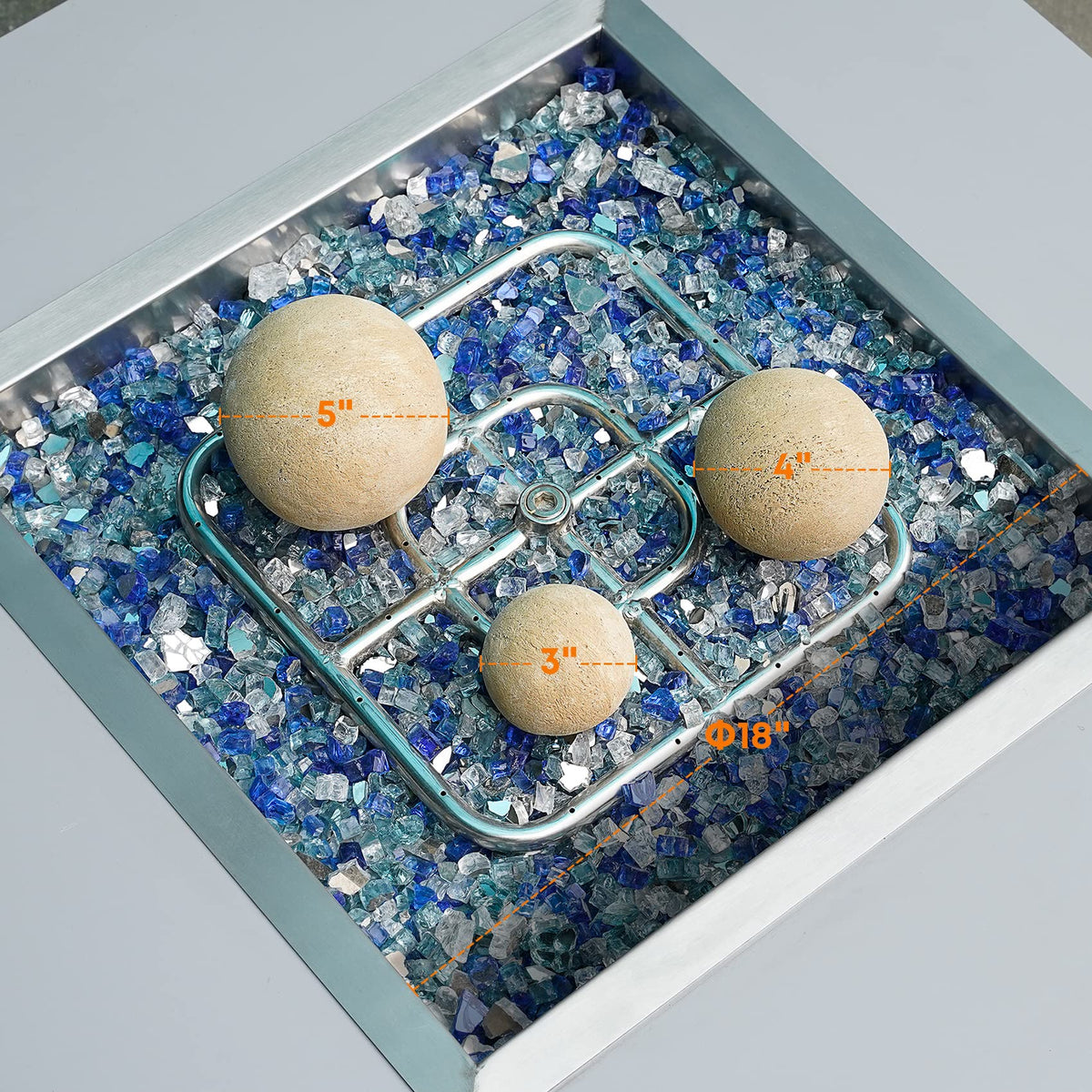 Stanbroil beige ceramic stones for outdoor fire pit assembly and aesthetic