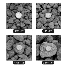 Stanbroil lava rock granules in gas log set showing heat-resistant base.