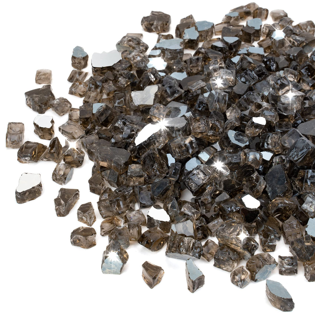 Stanbroil bronze reflective fire glass closeup reveals jewel-like color