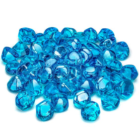 Stanbroil Caribbean Blue Luster fire glass diamonds, 1/2-inch pieces, ideal for low-maintenance fire pits.