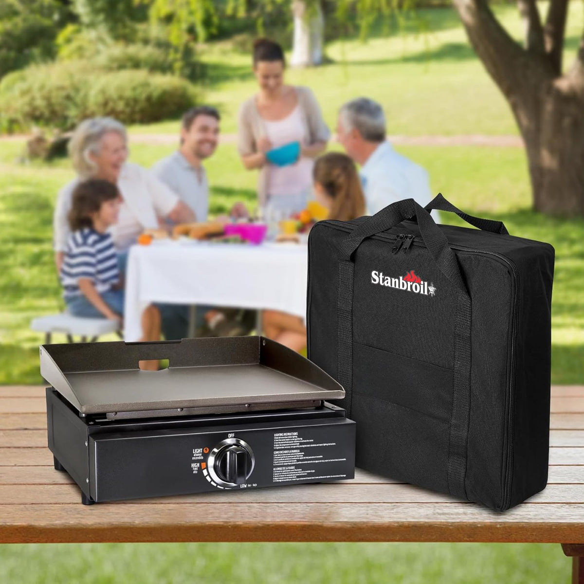 600D polyester with PVC lining on Stanbroil bag offers durability and fade resistance.