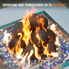 Stanbroil ceramic stones as base layer under glass for stylish fire features