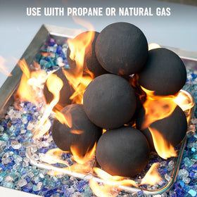 Stanbroil balls used with lava rock and glass for creative flame aesthetics